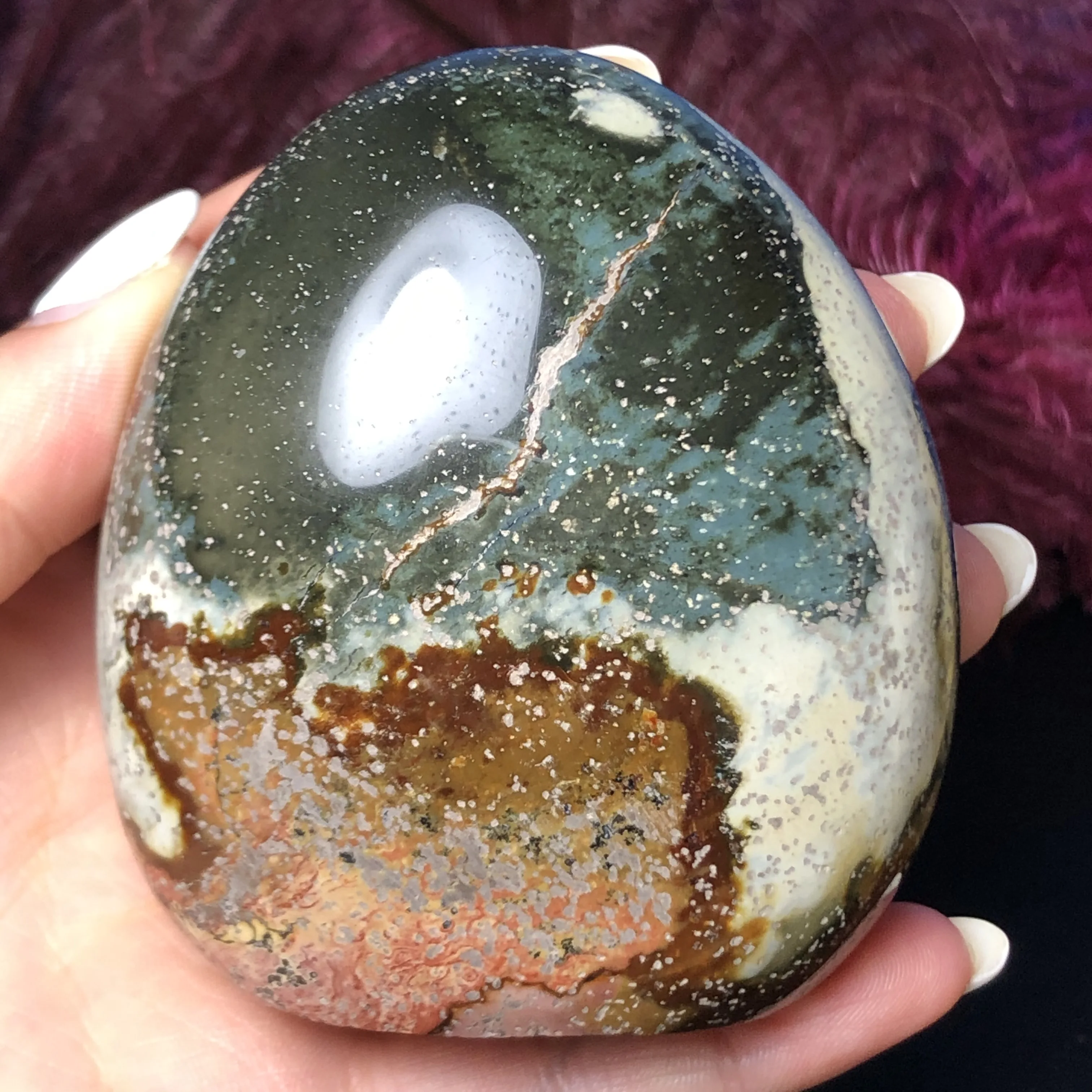 

Natural Colorful Ocean jasper quartz crystal palm stones and minerals reiki healing tumble stone as gift