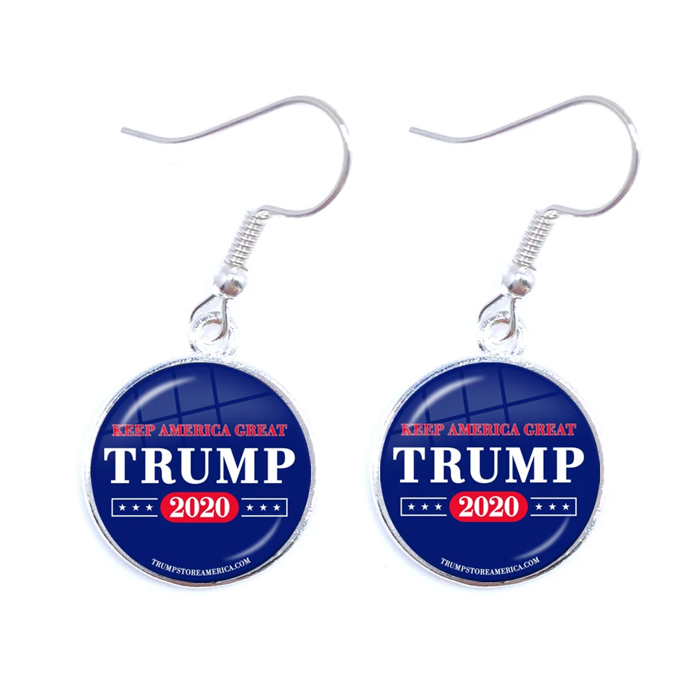 Donald Trump 2020 Collection Election Glass Cabochon Earrings USA Flag Keep America Great Drop Jewelry For Women Girls | Украшения и