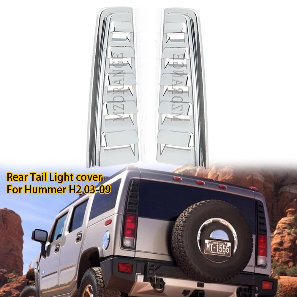 

Car Rear Bumper Tail Light Cover Trim Chrome Tail Lamp Frame For HUMMER H2 2003-2009 1Pair