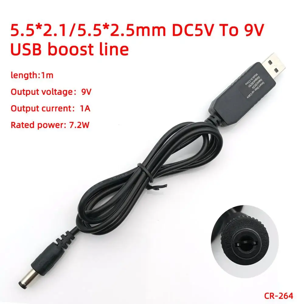 5.5-2.5mm Повышающий мощность USB линия DC 5 В к DC 9 В/12 В Повышающий Модуль USB конвертер Кабель-адаптер 3,5*1,35 мм 4,0*1,7 мм 5,5*2,1 мм разъем - Цвет: 5.5-2.5mm