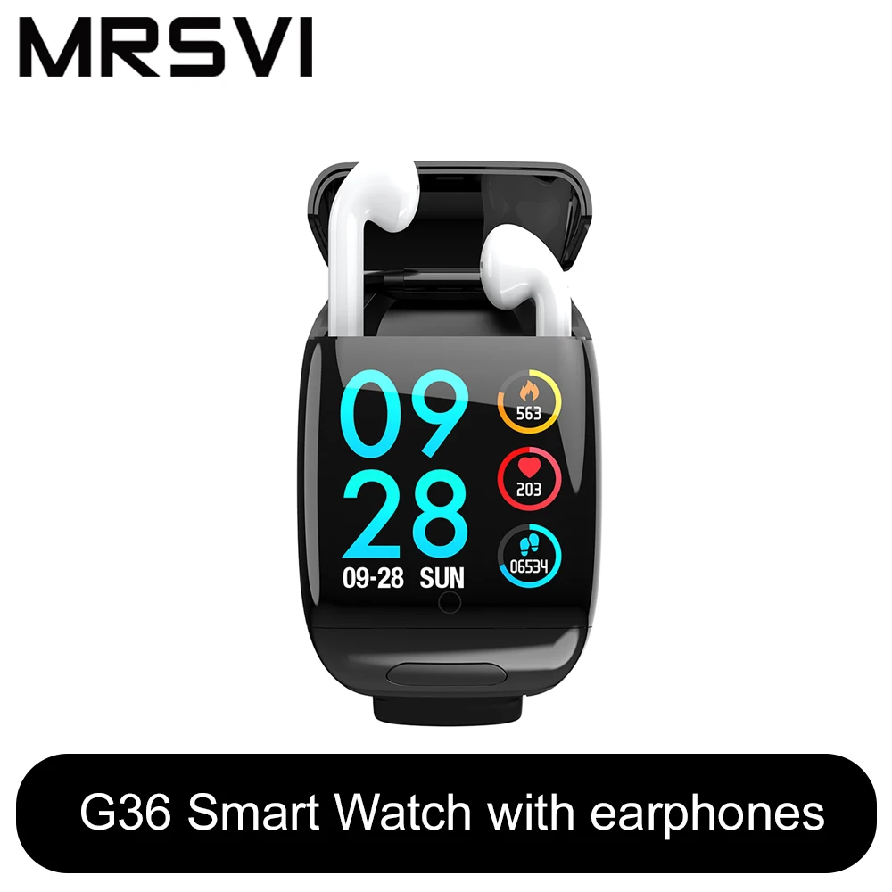 

Sport Watch 1.3inch G36 Smart Watch With Bluetooth Earphone Heart Rate Monitor Smart Wristband Long Time Standby Wireless Earbud