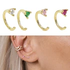 Маленькие серебряные обручальные серьги, разноцветный зубец один cz Минимальный нежные изысканные позолоченное серебро 925 пробы серебряные ювелирные изделия для девочек
