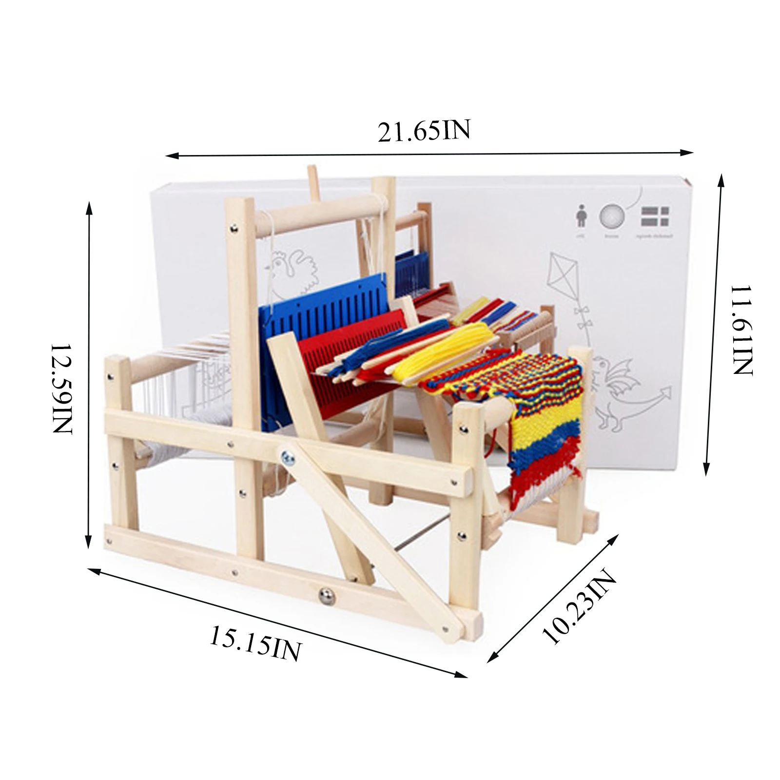 

AUPORO Wooden Traditional Weaving Loom Children Toy Craft Educational Gift Wooden Weaving Frame Knitting Machine For Home
