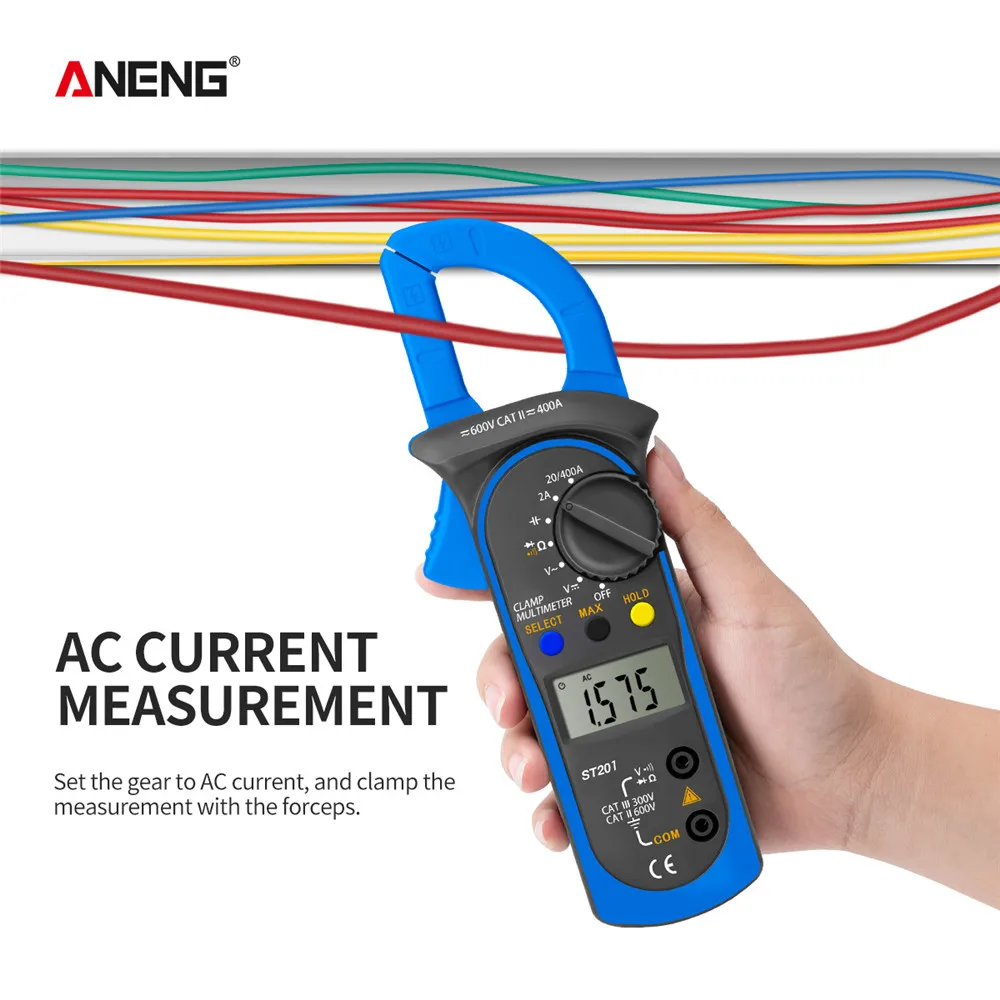 

ST201 Digital Clamp Multimeter Resistance ohm Tester AC DC Clamp Ammeter Transistor Testers Voltmeter d Contact lcr meter ANENG