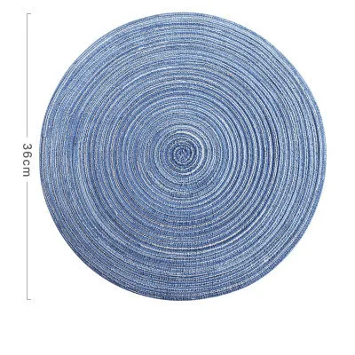 Blue 36cm Подстаканник Настольный коврик рами изоляционный коврик твердый круглый дизайн подстилки льняные Нескользящие кухонные аксессуары - Цвет: Blue 36cm