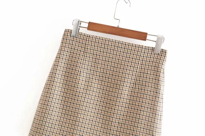 Осенне-зимняя женская элегантная клетчатая мини-юбка в мелкую ломаную клетку с