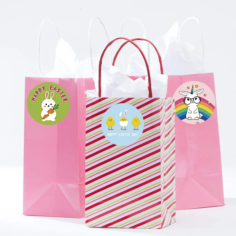 

500 pcs New roll cute rabbit Easter egg theme sticker holiday gift decoration sticker