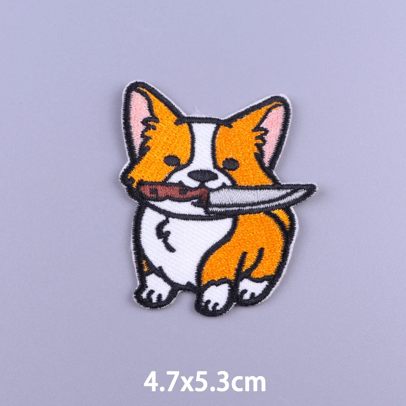 Мультяшная аппликация с милыми животными вышитые нашивки на одежду кошка корги