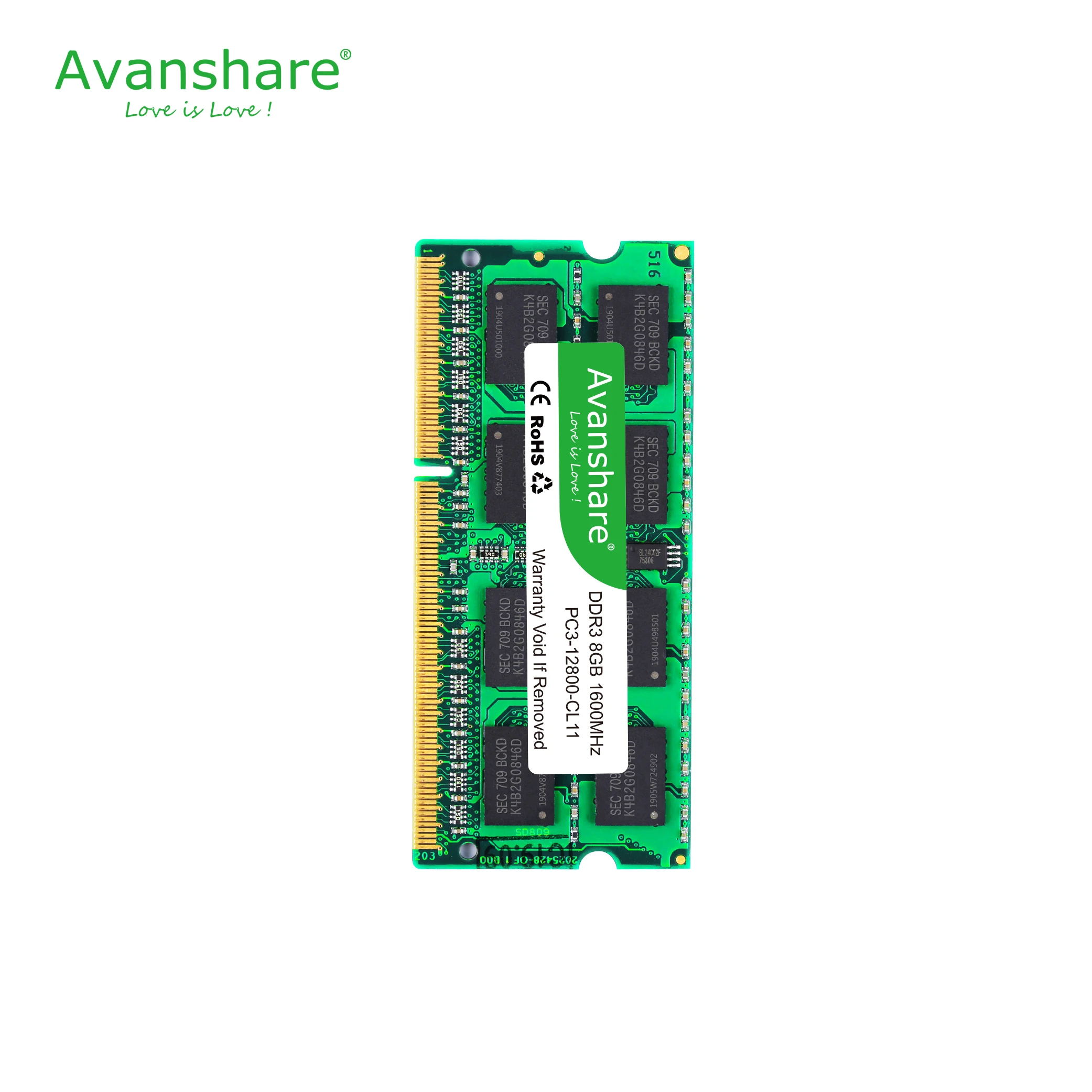 Avanshare Sodimm оперативной памяти 1,5 в ноутбука DDR3 2 ГБ/4 ГБ/8 ГБ DDR3 PC3 10600 1333 МГц DDR3 PC3 12800 1600 МГц 204pin для супер игровая