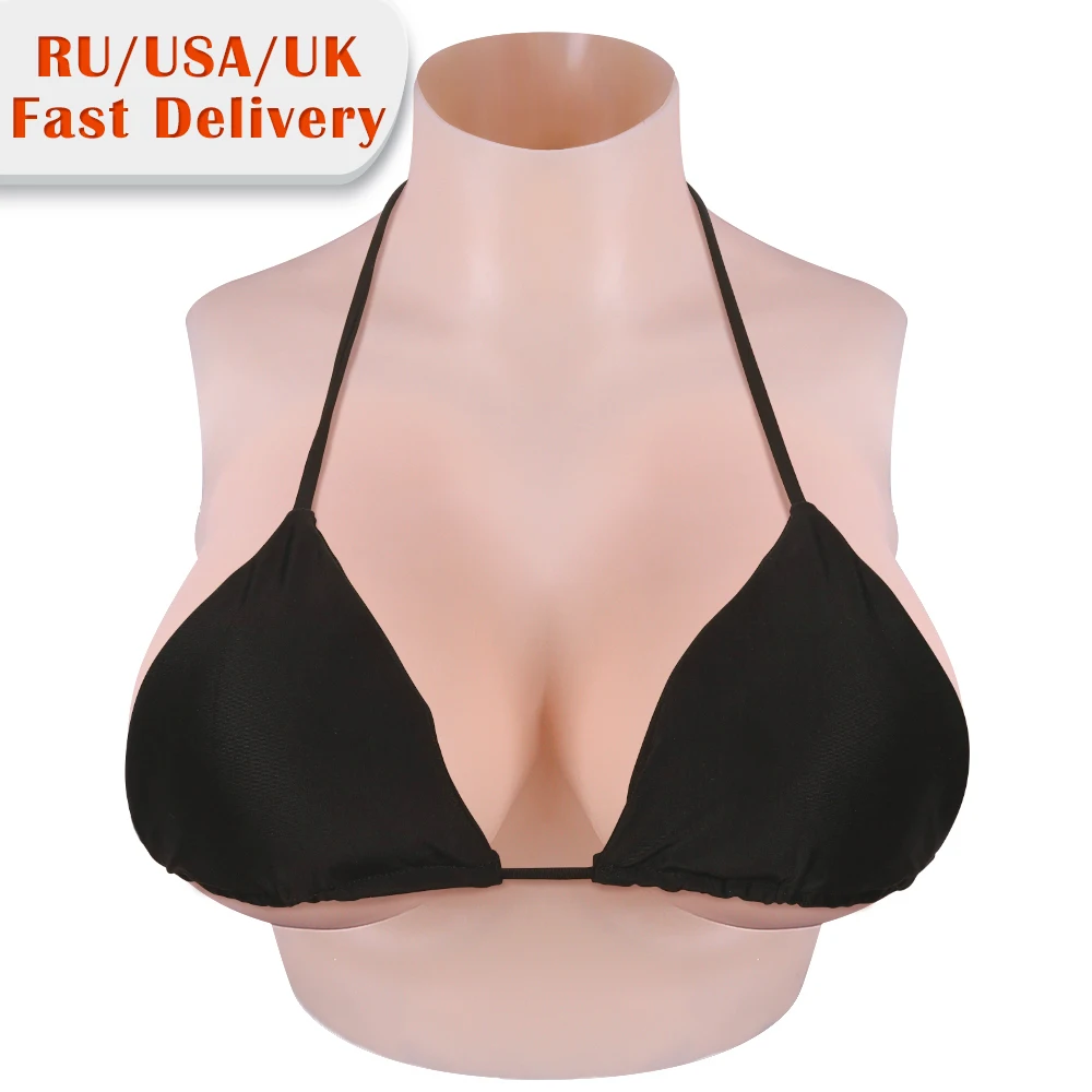 

CYOMI D CUP Realistic Silicone Breast Forms High Collar Neck Fake Boobs for Crossdresser Fill Silk Cotton Shemale Drag Queen 1G