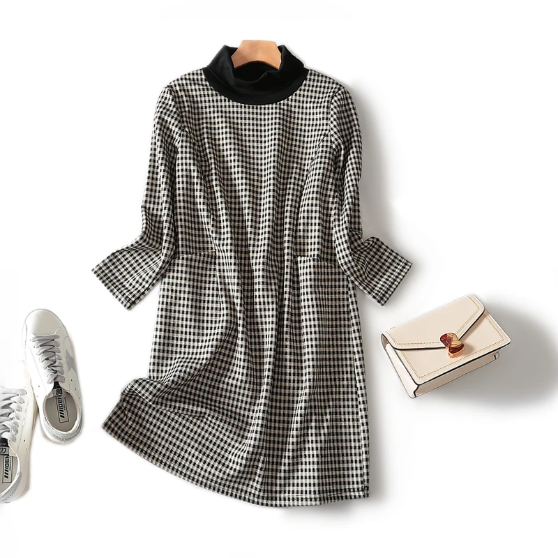 Европейские модные тысячи птиц клетчатые линии большой карман сзади ажурные