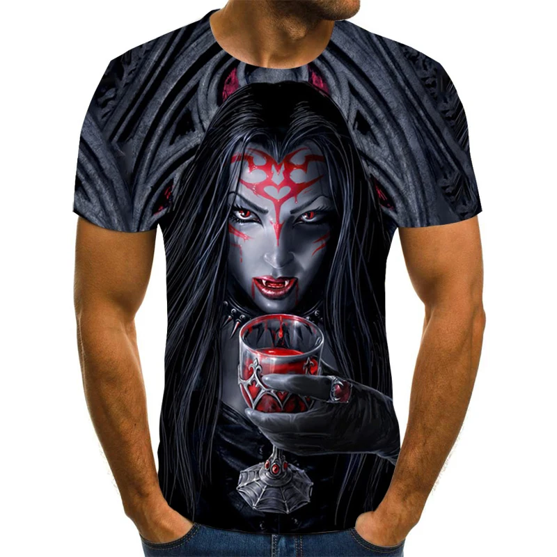 

2021 Men's Horror T-Shirt Fashion Summer New Product Short Sleeve Top Casual 3D Zombie Print Men's Rock Clothing