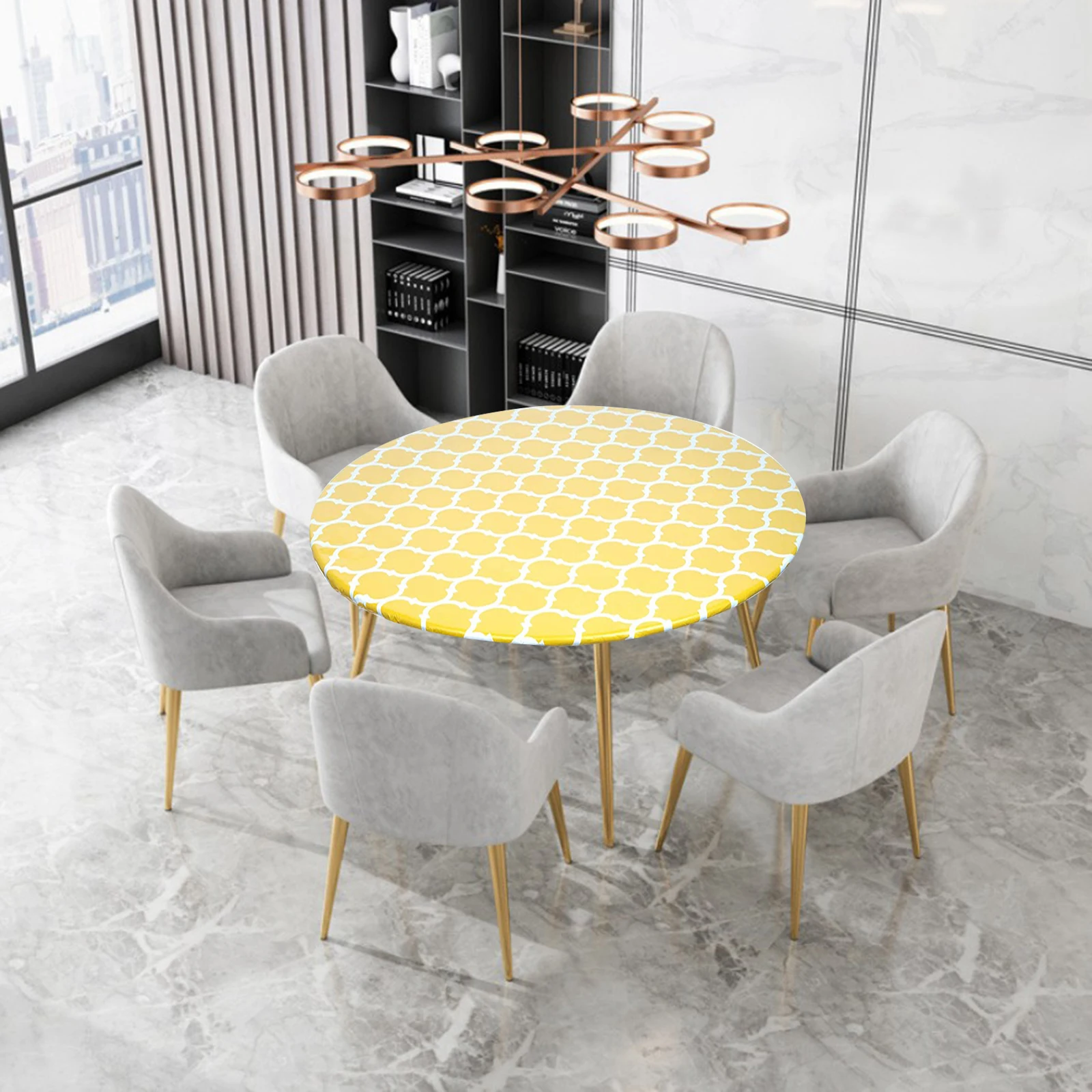 

ROUND TABLECLOTH OILPROOF PLASTIC FITTED TABLE COVER FOR DINING ROOM PARTIES