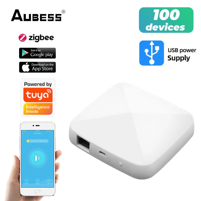 

Aubess Wired Gateway Tuya ZigBee3.0 Smart Gateway Hub Smart Home Bridge For Voice Remote Control Work With Alexa Google Home
