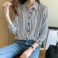 striped women casual shirts 2021 office lady work wear blouses single breasted ladies turn down collar tops long sleeve clothes