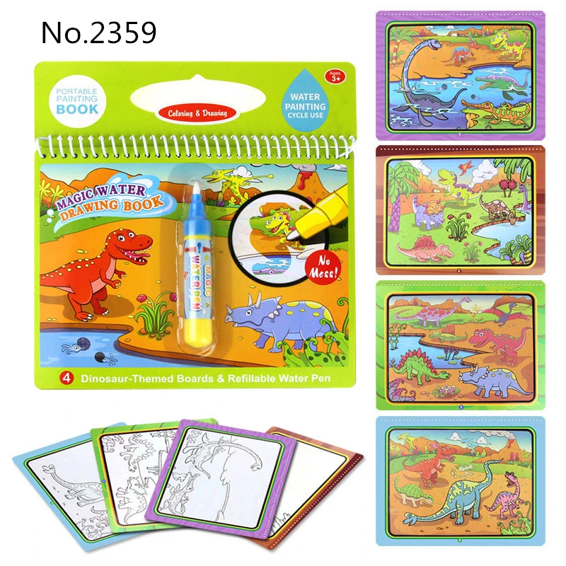 

Diy Magic Water Drawing Book Kawaii Jurassic dinosaur Doodle & Magic Pen Painting Drawing Board Toys for Children Xmas Kids Gift