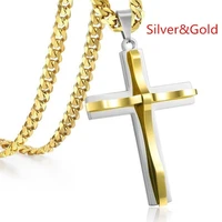 rinhoo stainless steel classic fashion cross pendant long chain necklaces jewelry for women men gift for your boyfriend