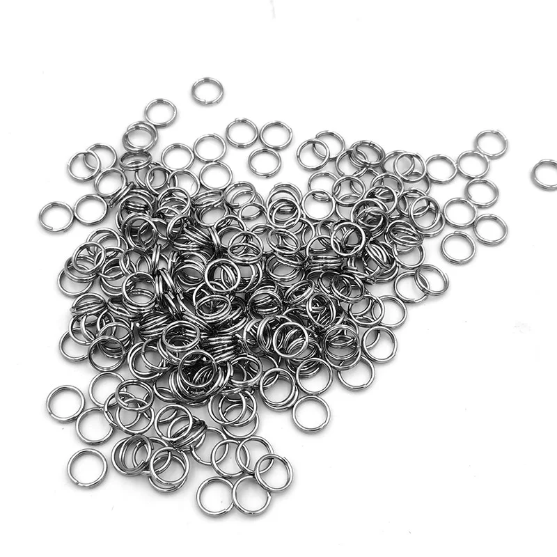 

100Pcs Latest Stainless steel double circle horse small key ring hemp seed times key ring parts