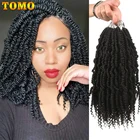 Удлинитель для волос TOMO, 14 дюймов, короткие пряди с эффектом бомбинга, удлинитель волос с пружинным напылением, 24 корня, синтетические волосы с эффектом омбре, красно-коричневые