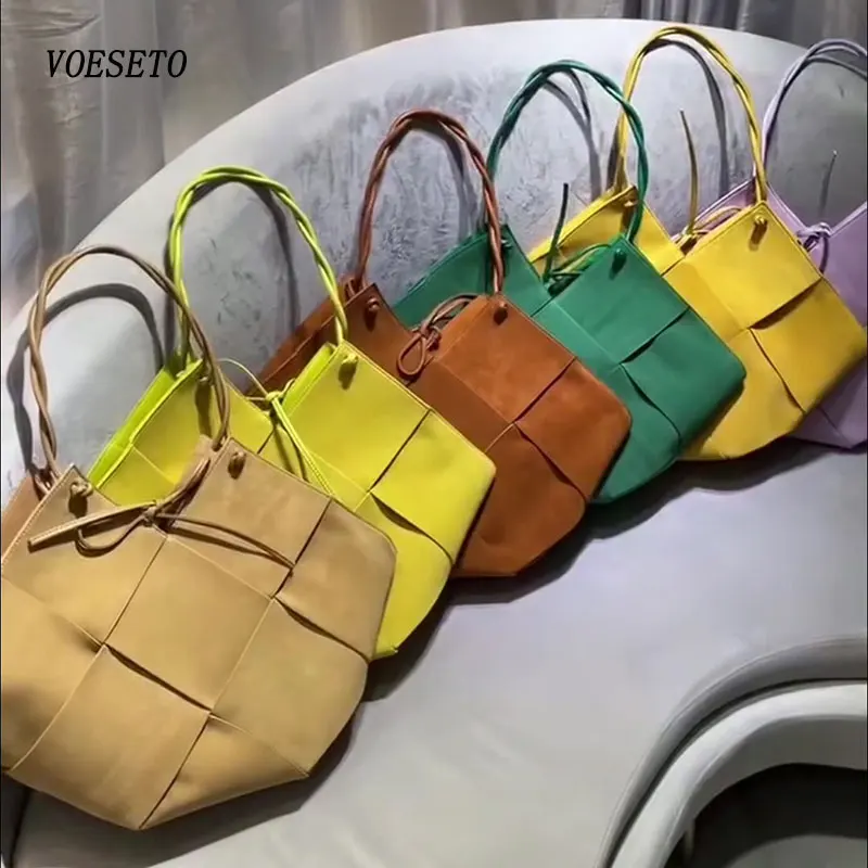 

Женская сумка-тоут через плечо Za, плетеная Сумка из матовой кожи в крупную клетку, 2022