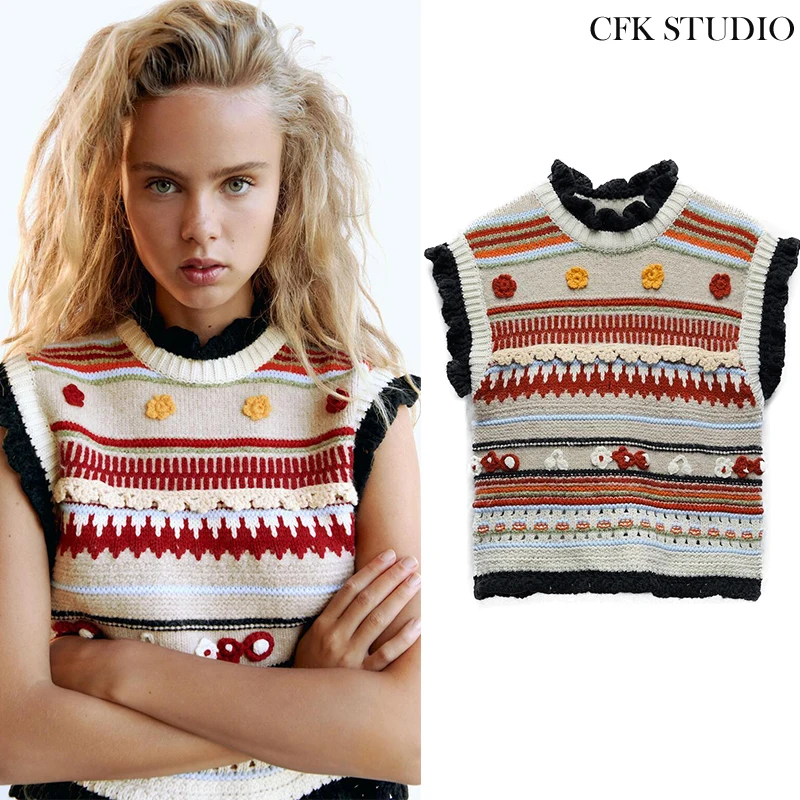 Женский сексуальный свитер Za футболка с круглым вырезом и разноцветным