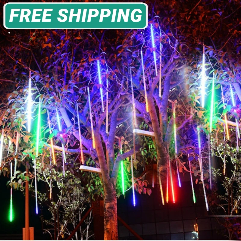 

30cm/50cm 8 Tubes Waterproof Meteor Shower Rain LED String Lights Outdoor Christmas Decoration for Home Tree EU/US/UK/AU Plug