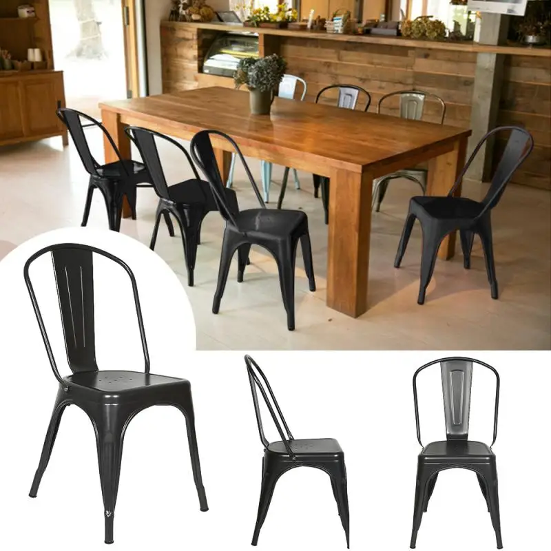 

2021 New A Set Of 4 Pcs 85 * 45 * 45cm Back Iron Chair (back Disassembly) Black And Gray Chair HWC