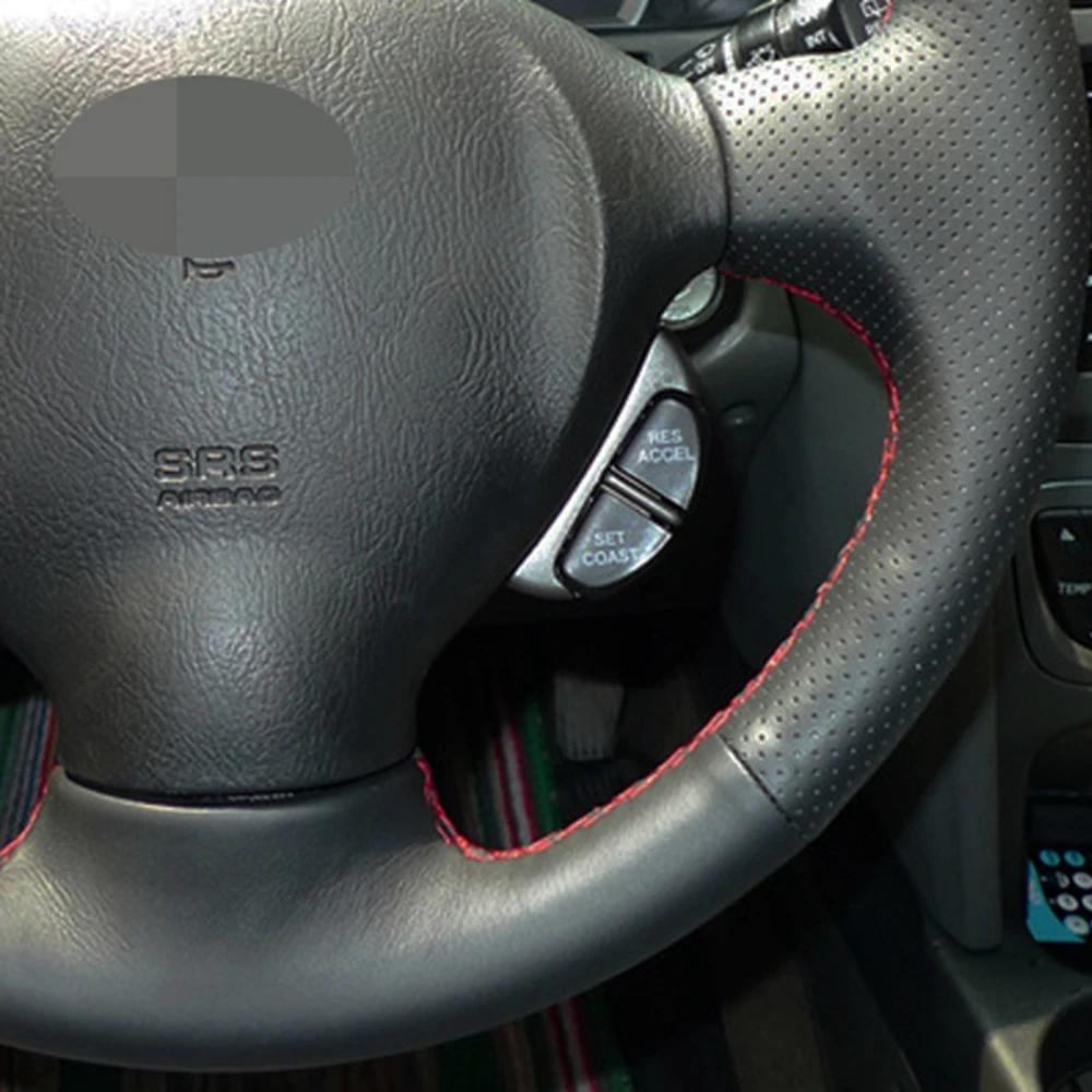 diy hand stitched black artificial leather car steering wheel cover for hyundai santa fe 2001 2002 2003 2004 2005 2006 free global shipping