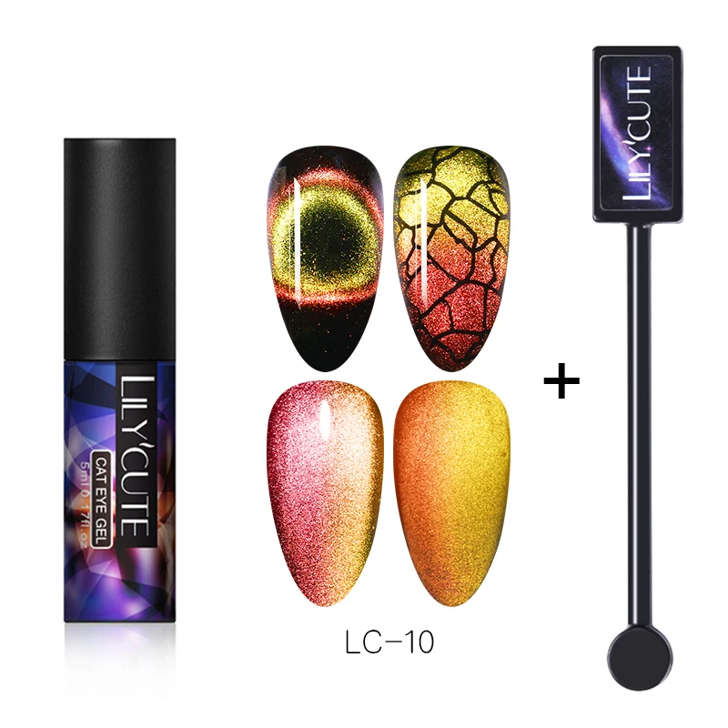 2 pcs 10 LILYCUTE 9D Auroras ногтей Гель-лак «кошачий глаз» Гель-лак для использования с магнитом звездное небо замочить от УФ Магнитный Гель-лак для ногтей 5 мл - Цвет: 2 pcs 10