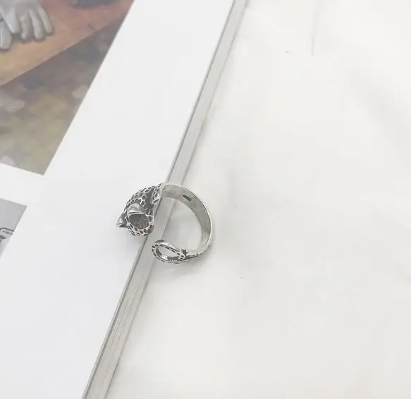 S925 тайское серебряное женское кольцо с милым котенком в стиле ретро модное котом