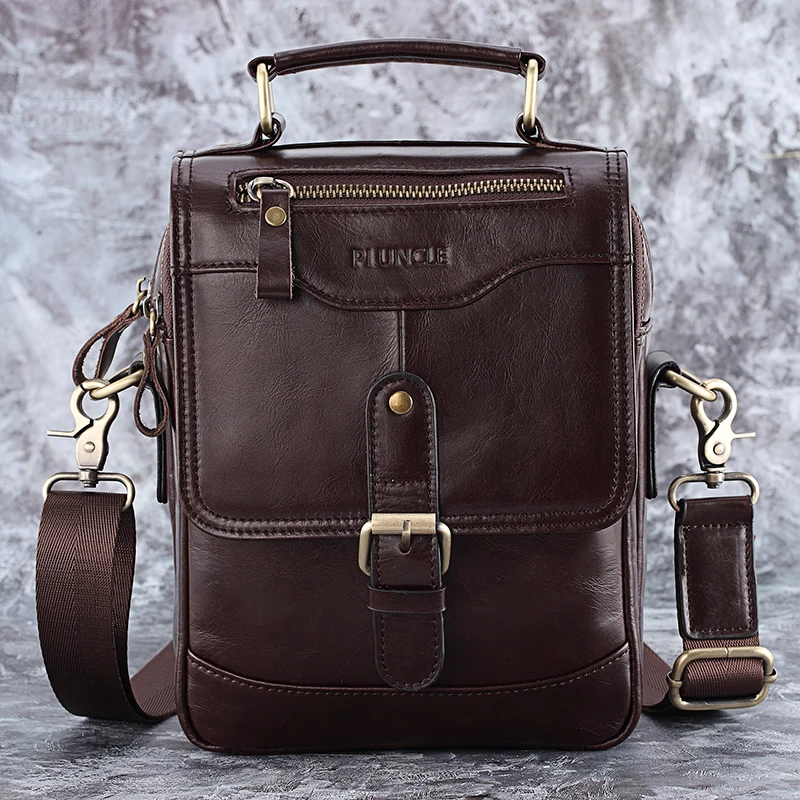 Сумка на плечо мужская из натуральной кожи маленький мессенджер саквояж кросс