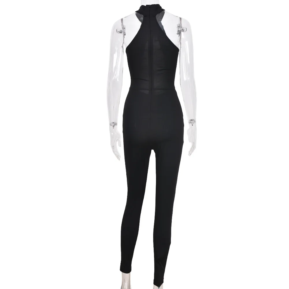 

Women Sexy Cut Out Jumpsuit Chains Bandage Sleeveless Bodycon Playsuits 2021 Summer Vacation Party Club One Piece Rompers