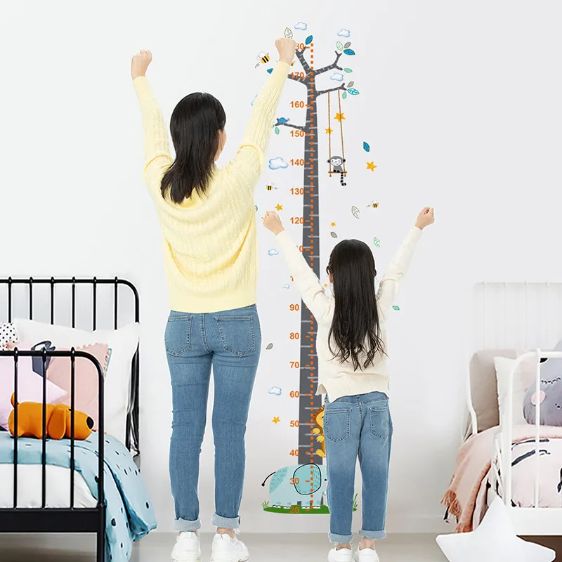 

Large Cartoon Tree Wall Stickers for Kids room Height Measurement Sticker for Nursery Baby Room Decor Removable DIY Home Decor