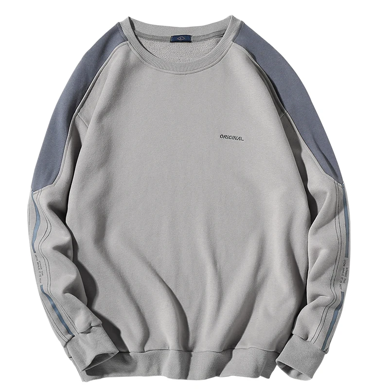 Японский контрастный свитер с круглым воротником для мужчин полосатым рукавом