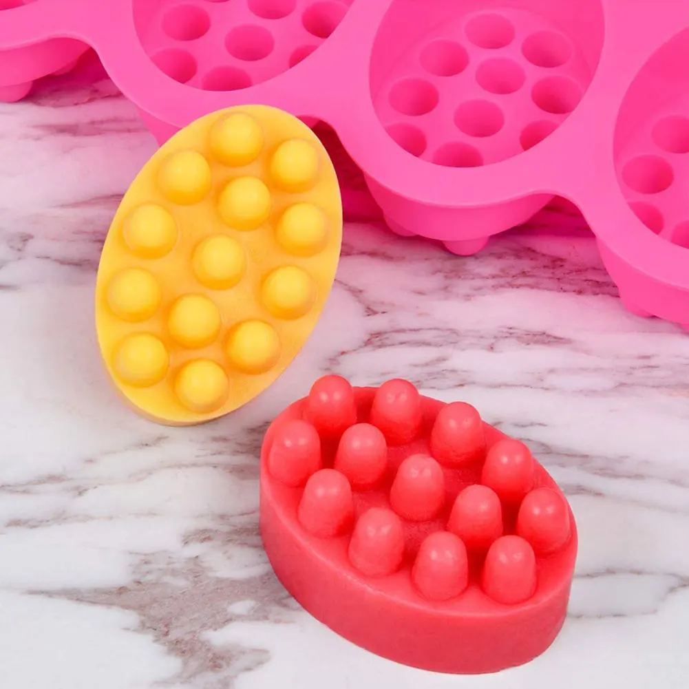 

Silicone Soap Mold 4 Compartment Massage Soap Mold Silicone Mold DIY 3D Mold Tray Bar Soap Making Tool With Single-Hole Moulds