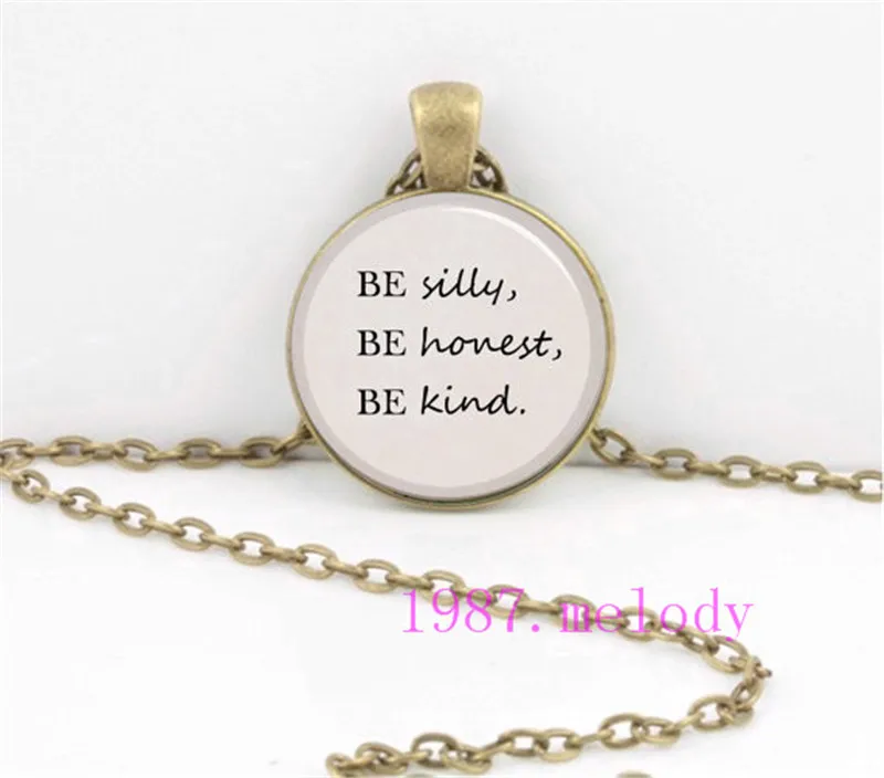 

Be Honest Be Kind Creative Vintage Photo Cabochon Glass Chain Necklace,Charm Women Pendants Fashion Jewelry Gifts