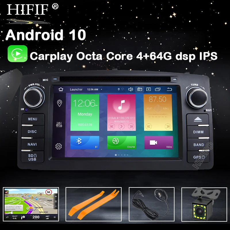 DSP 2 din Android 10 4G 64G Автомобильный dvd плеер Carplay для Toyota Corolla E120 BYD F3 мультимедийный