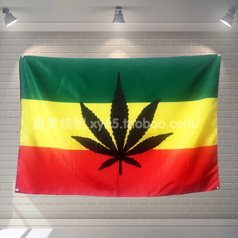 

"Reggae and hemp leaves" Rock Singer Posters Metal Music Stickers Band Hanging cloth Flag Banner Wall Chart Wall Art Home Decor