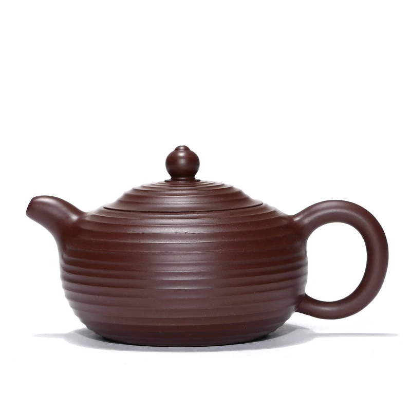 

Yixing purple sand kettle ball hole yixing kung fu tea set manually stripes rings purple clay pot of 250 ml
