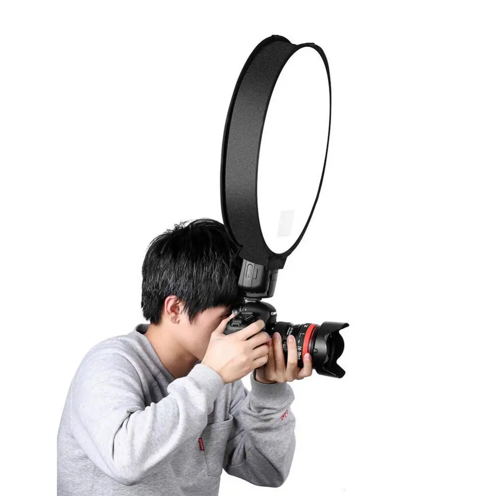 

30/40cm Universal On-camera Round Photography Flash Diffuser Reflector On-Top Soft Box For Camera
