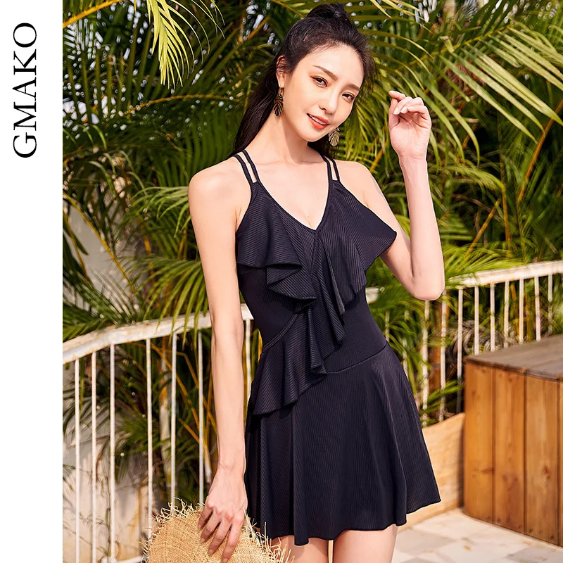 Верблюжий Цельный купальник Женский скрывающий живот тонкий женский