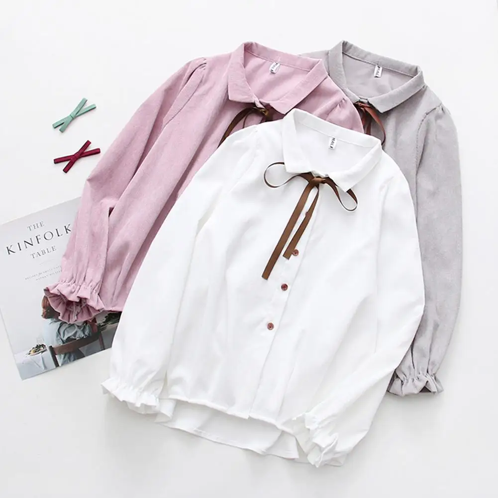 Модная стильная Вельветовая Женская Повседневная рубашка с отложным воротником