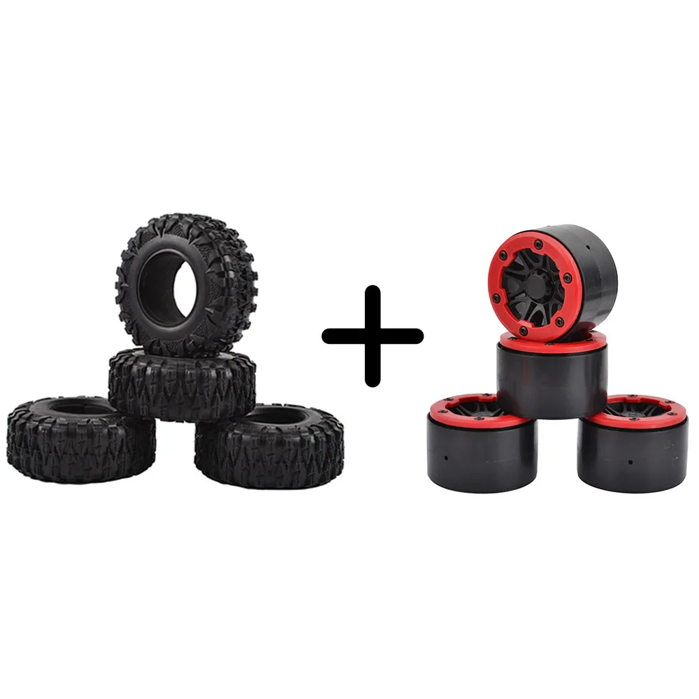 

2.2" 120MM Rubber Tires Plastic Beadlock Wheel Rims Hub for Axial SCX10 RR10 Traxxas TRX4 Tamiya CC01 Jimny RC Crawler Car