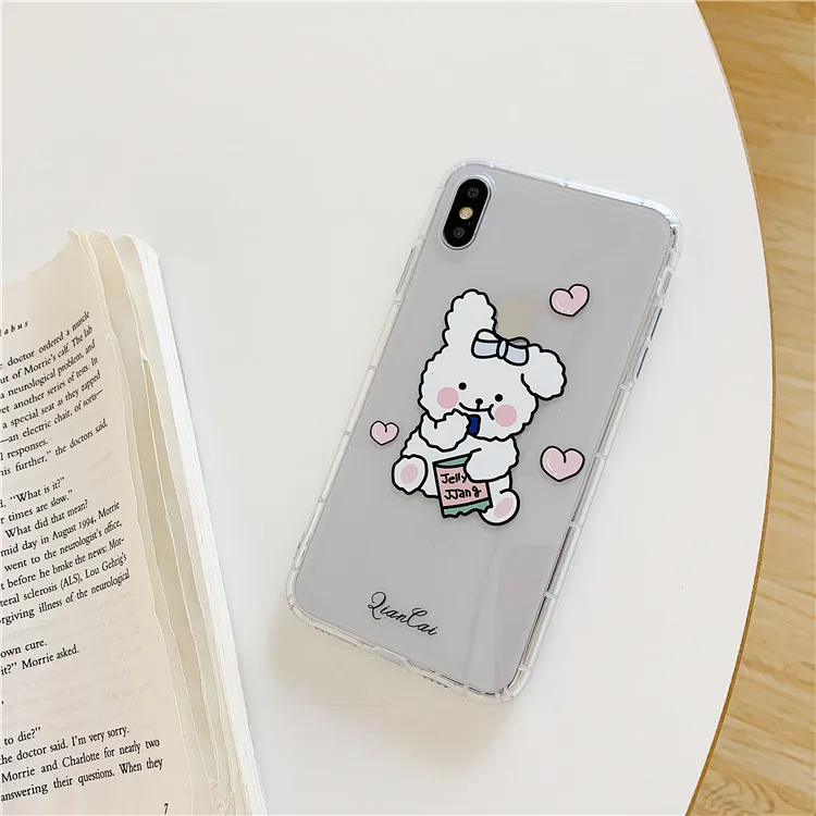 Niceking для iPhone 6, 6s, 7, 8 Plus, X, XR, XS Max, чехол с милым мультяшным медведем, Кроликом, мягкий ТПУ чехол для телефона, для iPhone 11 Pro, Max, чехол