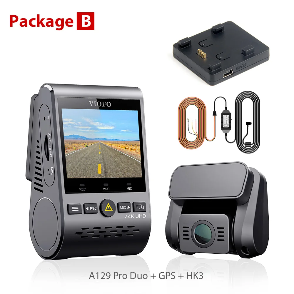 $233.99 A129 Pro Duo VIOFO 4K Dual Dash Cam Ultra HD 4K for Road Front Newest 4K DVR Super Night Vision car camera with GPS and HK3