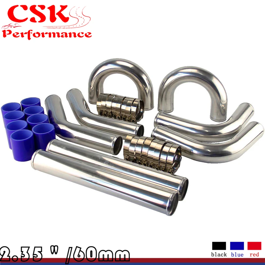 

Blue 2.36" Inches 60mm Turbo/Supercharger Intercooler Polish Pipe Piping Kit