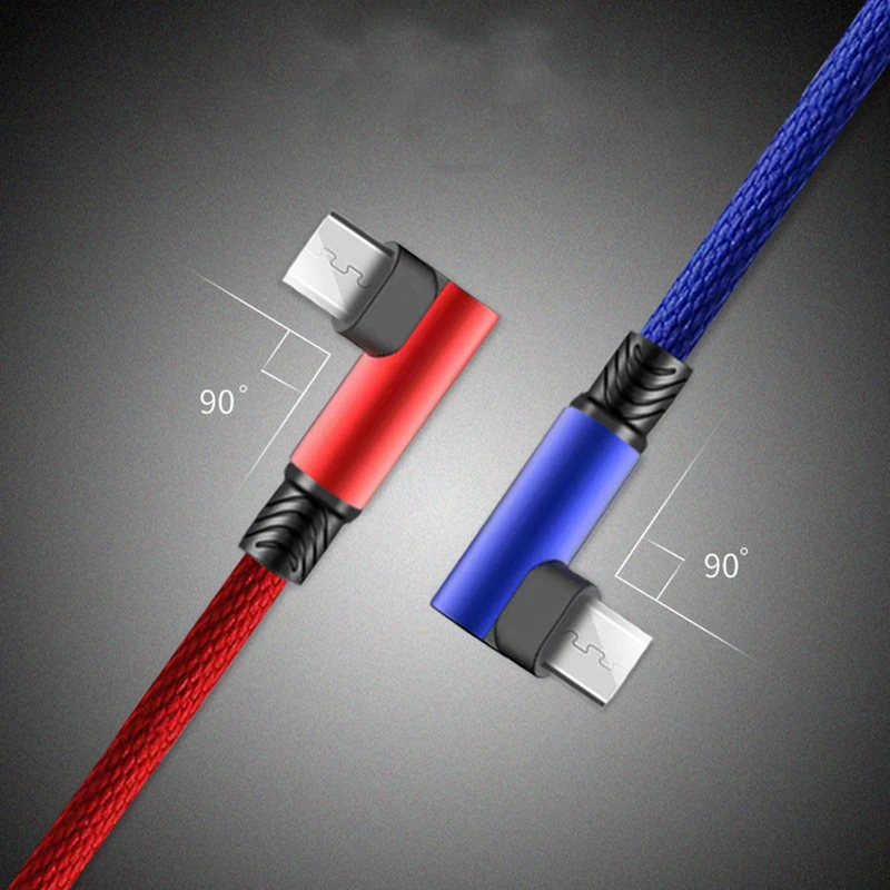 Микро-кабель Type-C 3A кабель для быстрой зарядки с углом 90 градусов зарядное