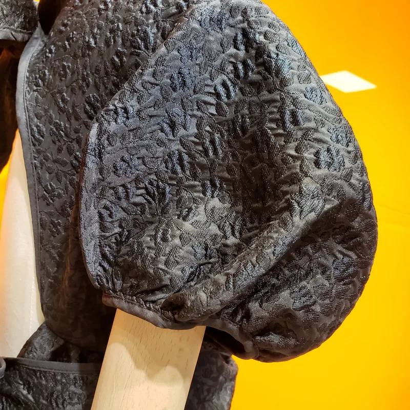 

Ins Celebrity Style Square Collar Beauty Back off-Shoulder Embroidered Miniskirt Dress French Puff Sleeve