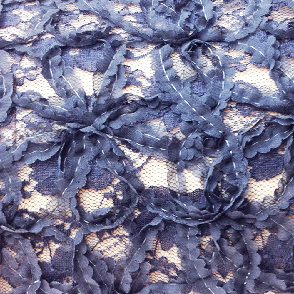 

Черная африканская ткань 3D для шитья шифоновой кружевной ткани для платья, ткань для шитья своими руками