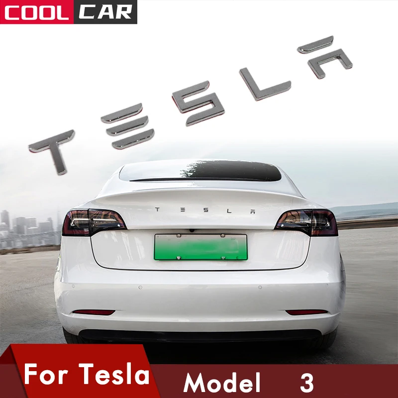 Автомобильная 3D металлическая наклейка для логотипа Tesla буква модель 3 X